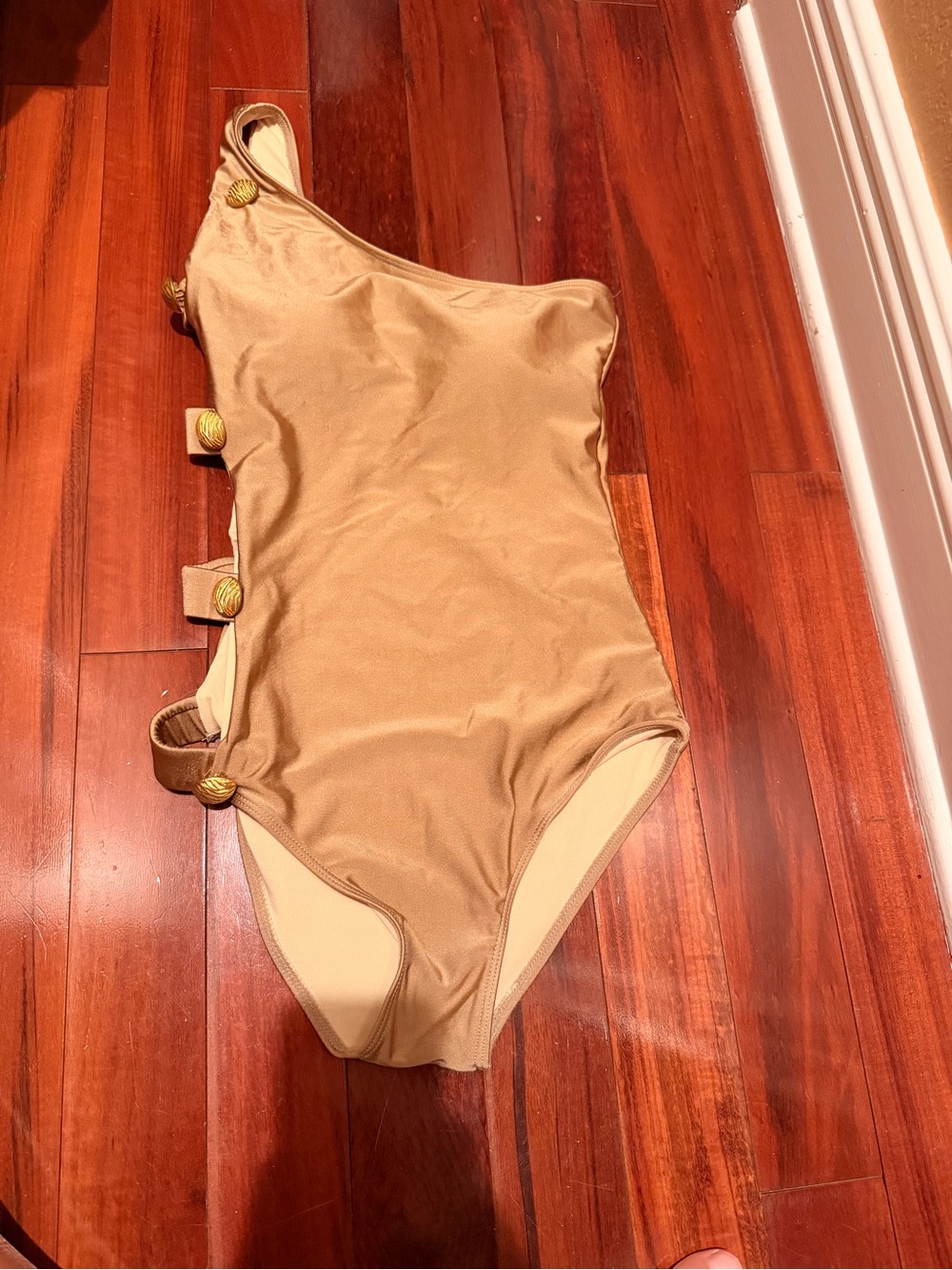 Gold large One-Shoulder women’s One-Piece Swimsuit